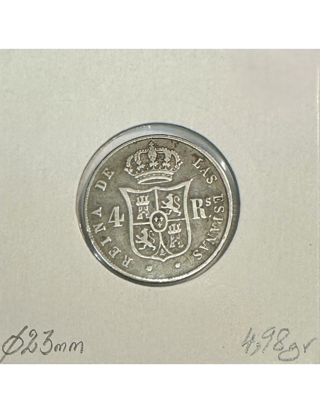 ESPAGNE - 4 REALES 1858 - Pièce de Monnaie en Argent // Qualité : TTB