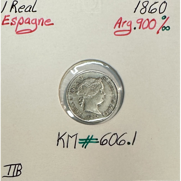 ESPAGNE - 1 REAL 1860 - Pièce de...