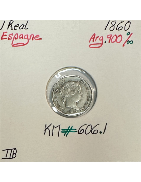 ESPAGNE - 1 REAL 1860 - Pièce de Monnaie en Argent // Qualité : TTB