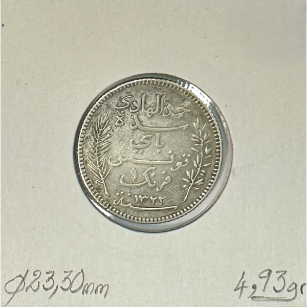 TUNISIE - 1 FRANC 1904A (AH 1322) -...