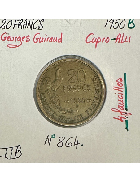 20 FRANCS GEORGES GUIRAUD (1950B) Queue à 4 faucilles / Monnaie en Qualité : TTB
