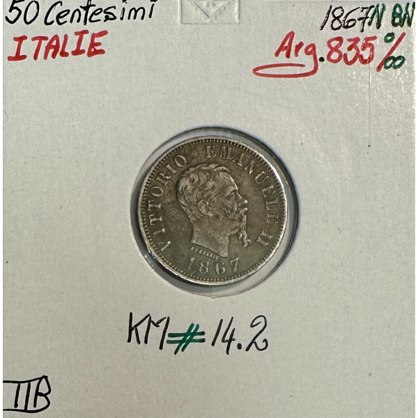 ITALIE - 50 CENTESIMI 1867N BN -...