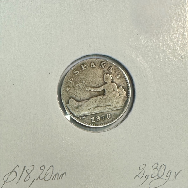 ESPAGNE - 50 CENT 1870 SN-M - Pièce...