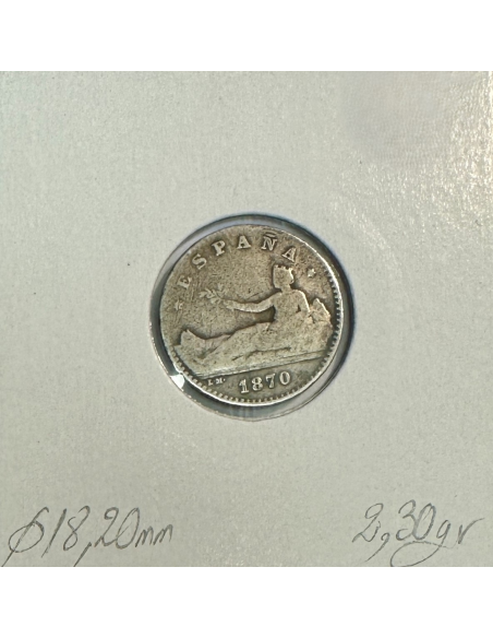 ESPAGNE - 50 CENT 1870 SN-M - Pièce de Monnaie en Argent // TB