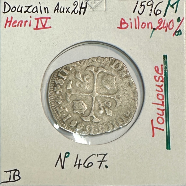 DOUZAIN AUX 2 H (Henri IV) 1596 M -...