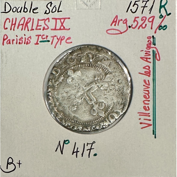 DOUBLE SOL CHARLES IX 1571R (Parisis...