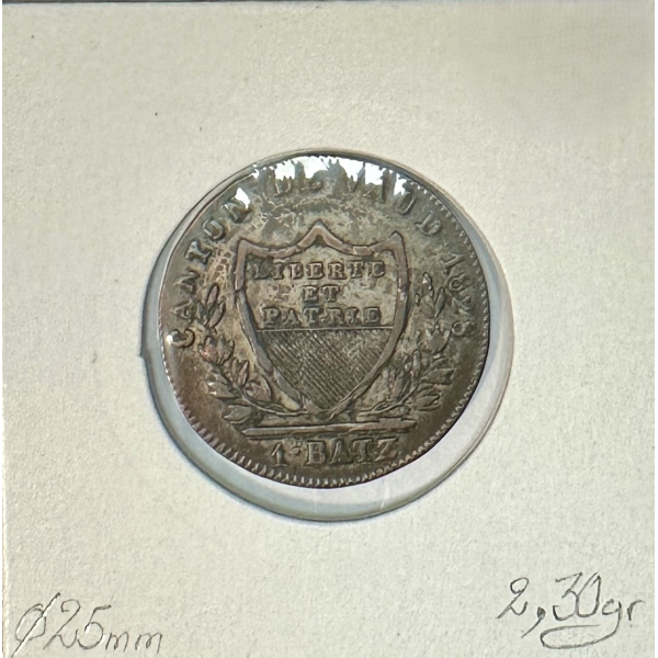 SUISSE VAUD - 1 BATZEN 1828 - Pièce...