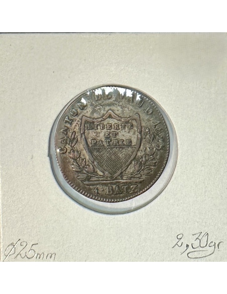 SUISSE VAUD - 1 BATZEN 1828 - Pièce de Monnaie en Billon // Qualité : TTB