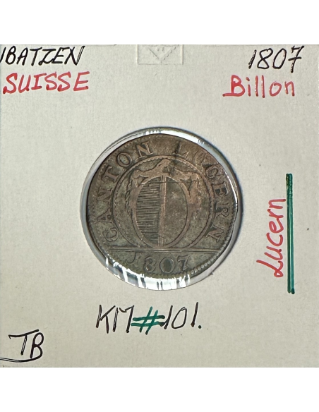 SUISSE LUCERN - 1 BATZEN 1807 - Pièce de Monnaie en Billon // Qualité : TB