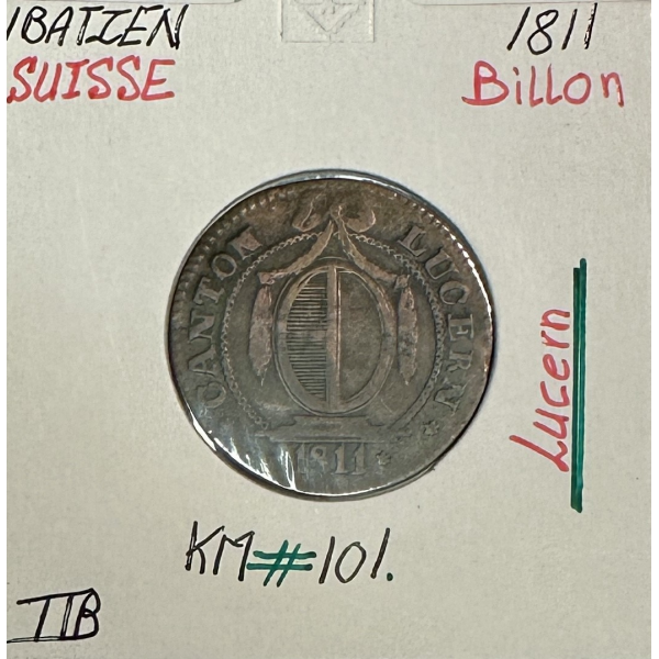 SUISSE LUCERN - 1 BATZEN 1811 - Pièce...