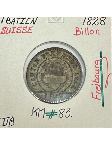 SUISSE FREIBOURG - 1 BATZEN 1828 - Pièce de Monnaie en Billon // Qualité : TTB