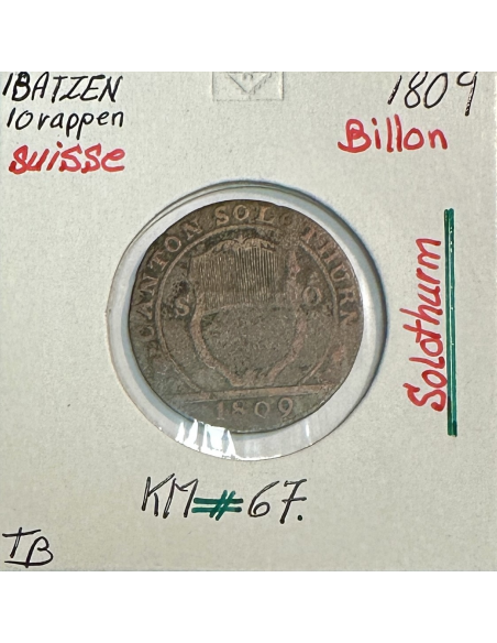 SUISSE SOLOTHURN - 1 BATZEN 1809 - Pièce de Monnaie en Billon // Qualité : TB