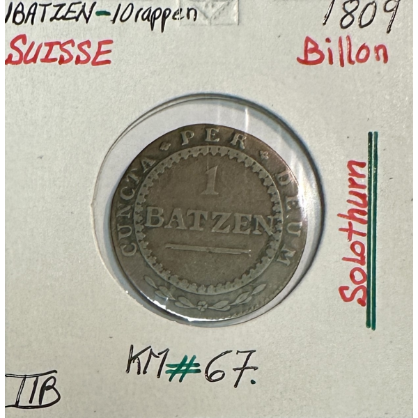 SUISSE SOLOTHURN - 1 BATZEN 1809 -...
