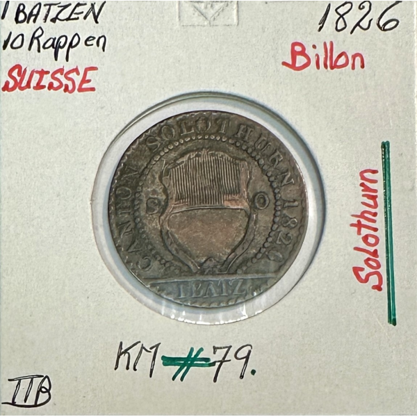 SUISSE SOLOTHURN - 1 BATZEN 1826 -...