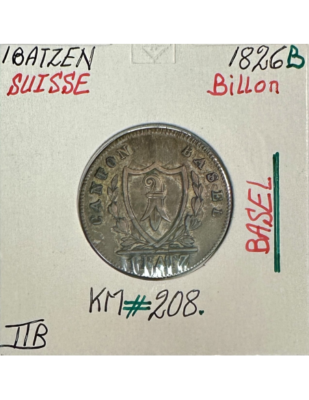SUISSE BASEL - 1 BATZEN 1826 B - Pièce de Monnaie en Billon // Qualité : TTB