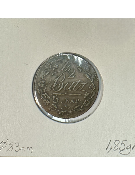 SUISSE VAUD - 1/2 BATZEN 1814 - Pièce de Monnaie en Billon // Qualité : TTB