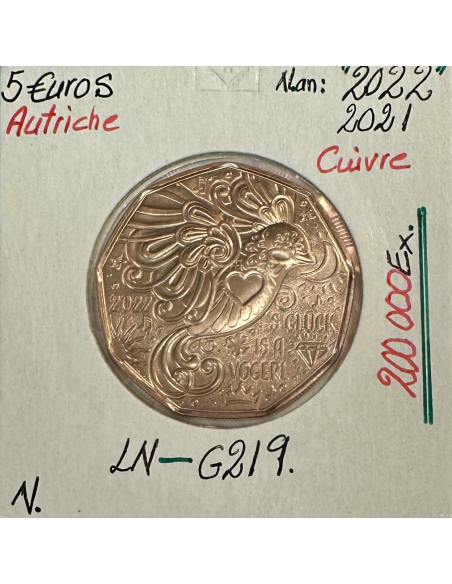 AUTRICHE - 5 EURO EN CUIVRE - 2022 // SUP (REF 2)
