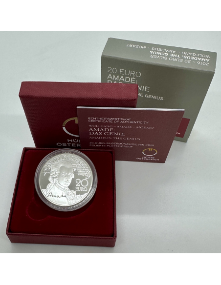 AUTRICHE - PIECE DE 20 EURO EN ARGENT BE (2016) Amadé: Das Genie