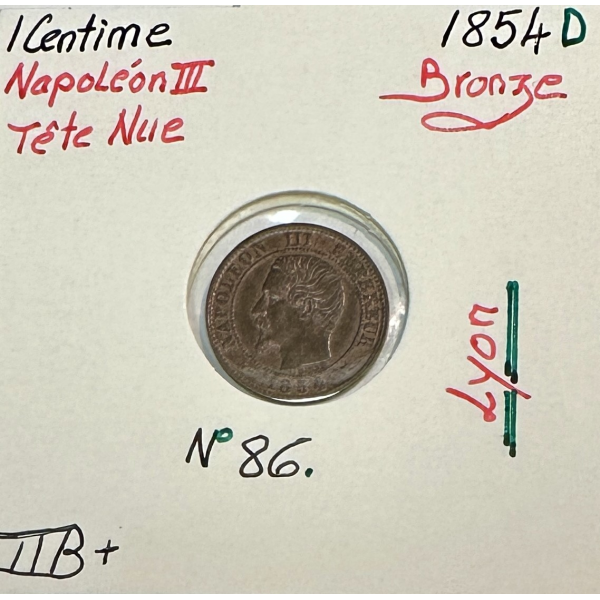 1 CENTIME NAPOLEON III - 1854D -...