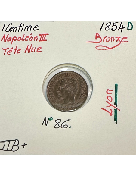 1 CENTIME NAPOLEON III - 1854D - Pièce de monnaie en Bronze // TTB