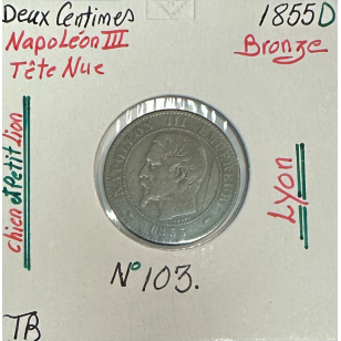 2 CENTIMES NAPOLEON III - 1855D - Pièce de monnaie en...