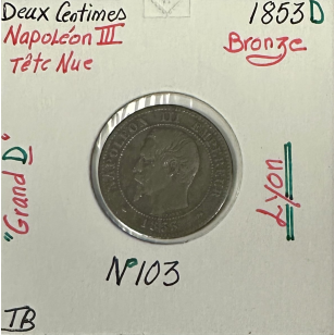 2 CENTIMES NAPOLEON III - 1853D - Pièce de monnaie en...