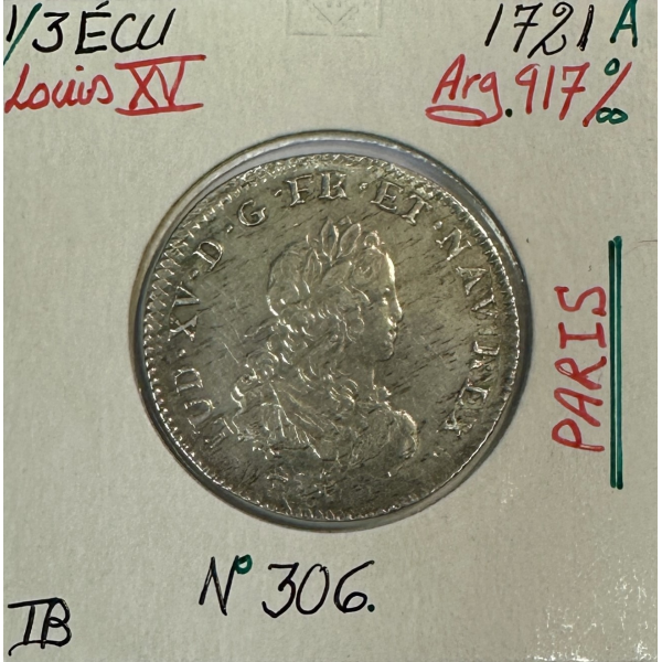 1/3 ECU de France - LOUIS XV - 1721...