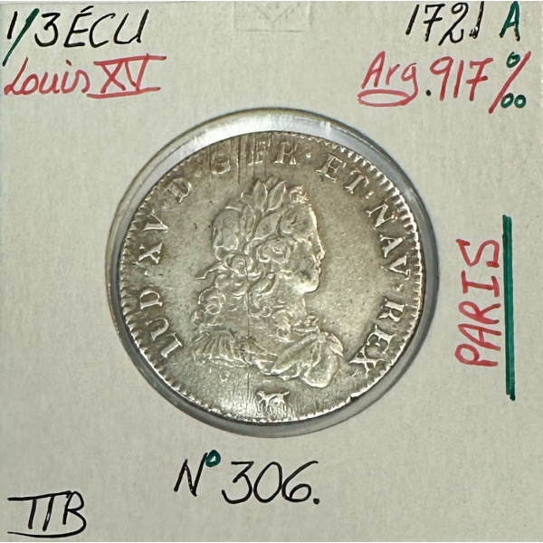 1/3 ECU de France - LOUIS XV - 1721...