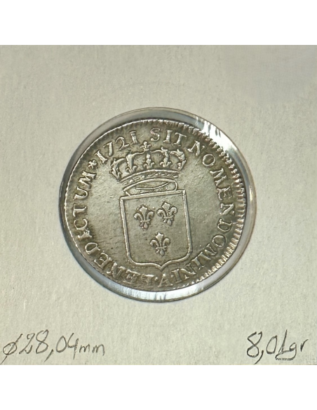 1/3 ECU de France - LOUIS XV - 1721 (A) Pièce de Monnaie en Argent // TTB