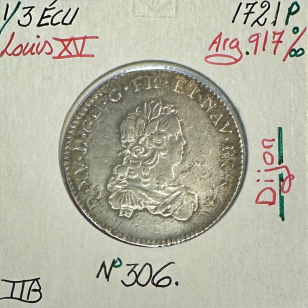 1/3 ECU de France - LOUIS XV - 1721 (P) Pièce de Monnaie...