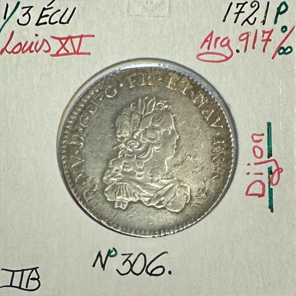 1/3 ECU de France - LOUIS XV - 1721...