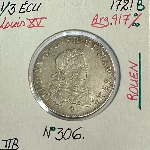 1/3 ECU de France - LOUIS XV - 1721...