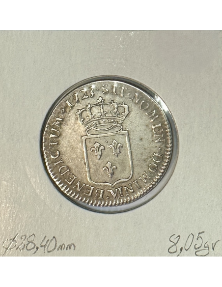 1/3 ECU de France - LOUIS XV - 1723 (V) Pièce de Monnaie en Argent // TTB