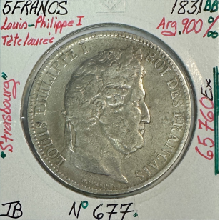 5 FRANCS LOUIS-PHILIPPE Ier - 1831BB - Pièce de Monnaie...