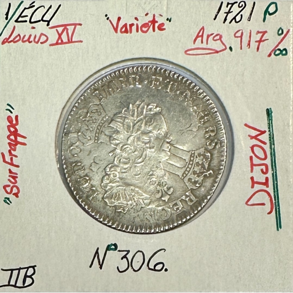 1/3 ECU de France - LOUIS XV - 1721...