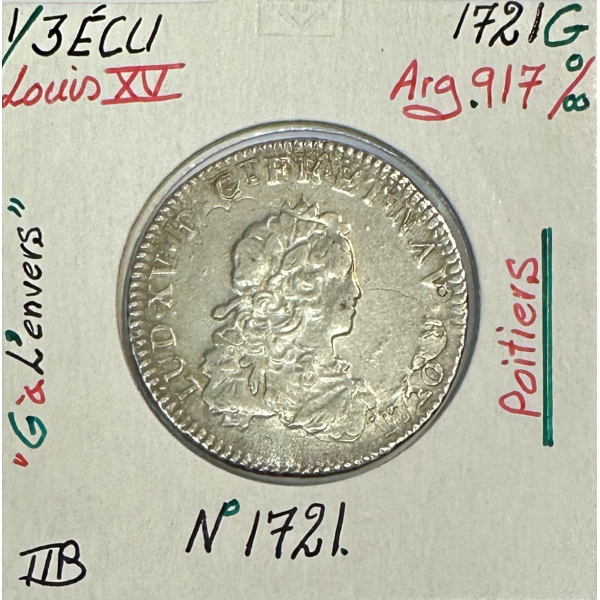 1/3 ECU de France - LOUIS XV - 1721...
