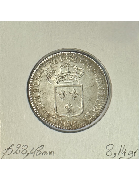 1/3 ECU de France - LOUIS XV - 1721 (G) Monnaie en Argent (Variété G)