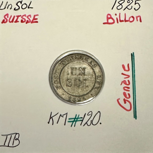 SUISSE CANTON GENEVE - 1 SOL 1825 - Pièce de Monnaie en...