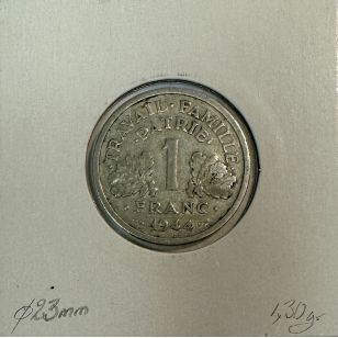 1 FRANC BAZOR - 1944 c - Pièce de monnaie en Aluminium //... 2