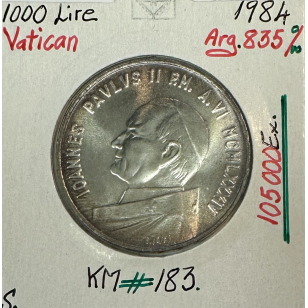 VATICAN - 1000 LIRES 1984 - Pièce de Monnaie en Argent //...
