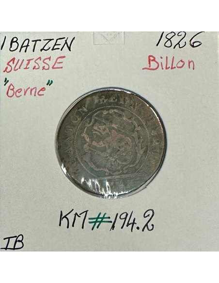 SUISSE BERNE - 1 BATZEN 1826 - Pièce de Monnaie en Billon // Qualité : TB