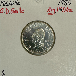 Médaille en Argent - CHARLES DE GAULLE (1980) // Qualité...