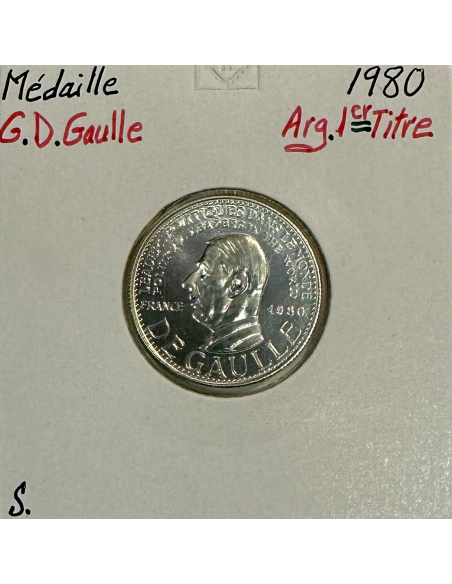 Médaille en Argent - CHARLES DE GAULLE (1980) // Qualité : SUP