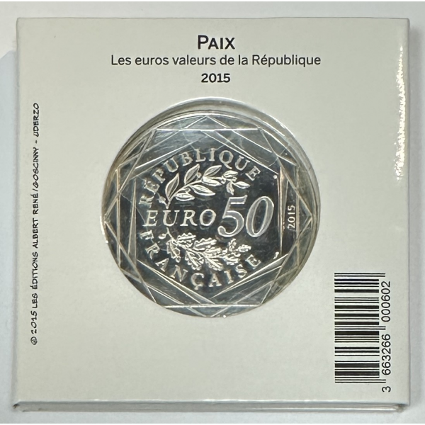 PIECE DE 50 EURO EN ARGENT (2015)...