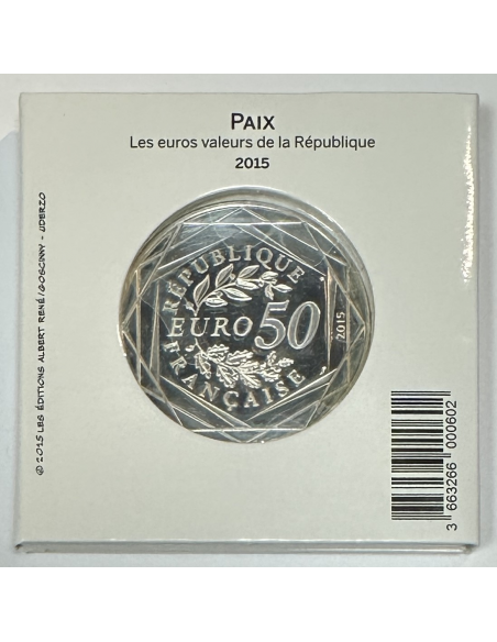 PIECE DE 50 EURO EN ARGENT (2015) ASTERIX ET LA PAIX (IDEFIX) MONNAIE DE PARIS