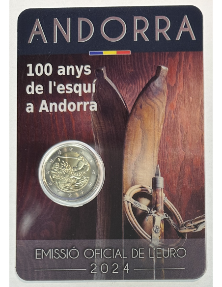 ANDORRE - 2 Euro Commémorative 2024 (Centenaire du ski en Andorre) Qualité : BU