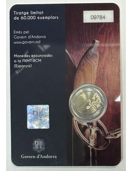 ANDORRE - 2 Euro Commémorative 2024 (Centenaire du ski en Andorre) Qualité : BU