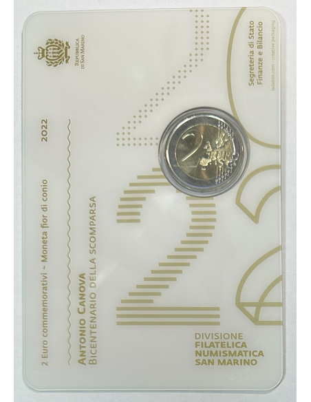 SAINT-MARIN - 2 Euro commémorative 2022 (ANTONIA CANOVA) COFFRET BU
