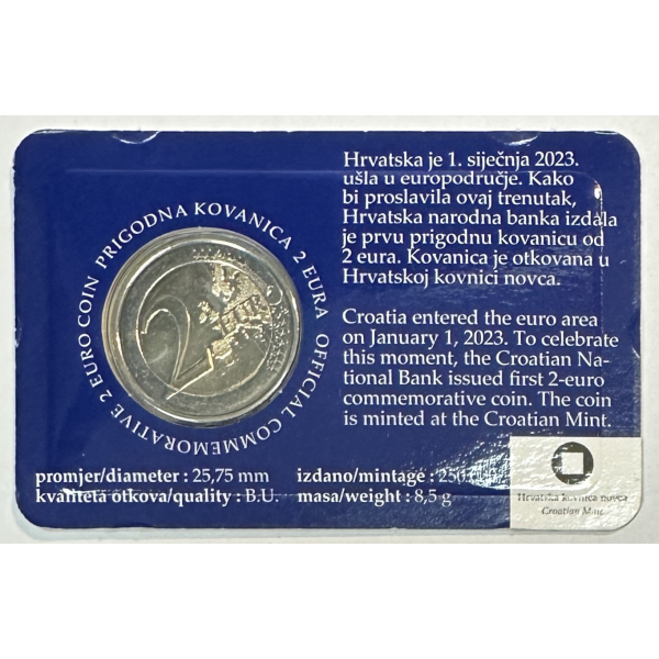 CROATIE - 2 EURO 2023  - Adhésion de...