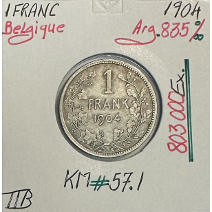BELGIQUE - 1 FRANC 1904 - Monnaie en Argent // Qualité :...
